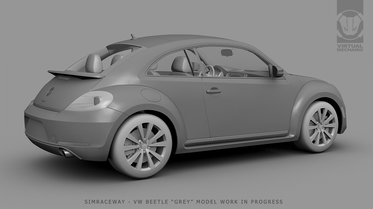 3D Model Grey VW Beetle